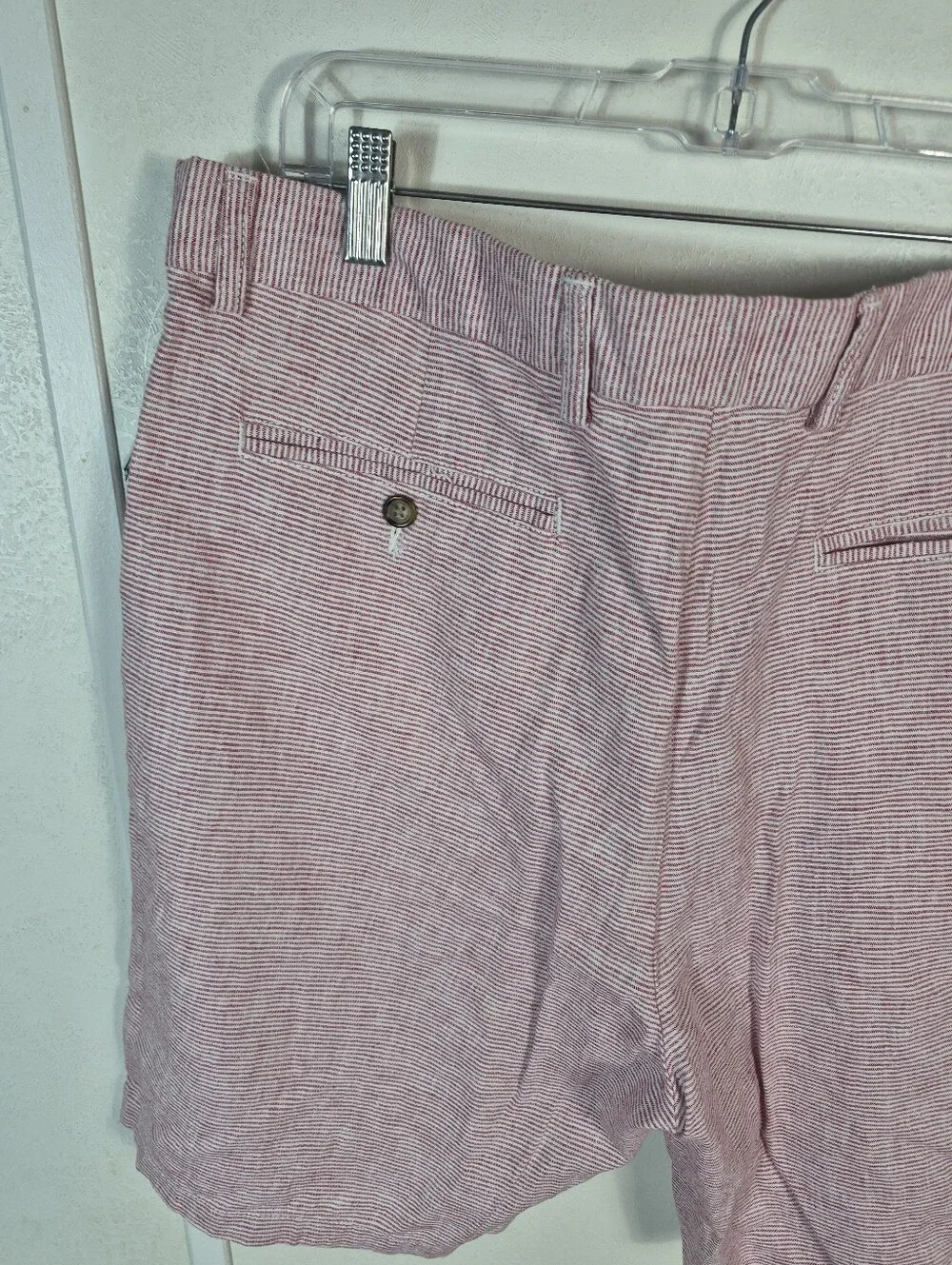 Old Navy Men's Slim Ultimate Micro-stripe Linen Blend Shorts Red Size 38 NWT